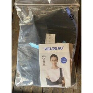 Velpeau Arm Sling Sz M Black Comfort Breathable Fabric Shoulder Immobilizer